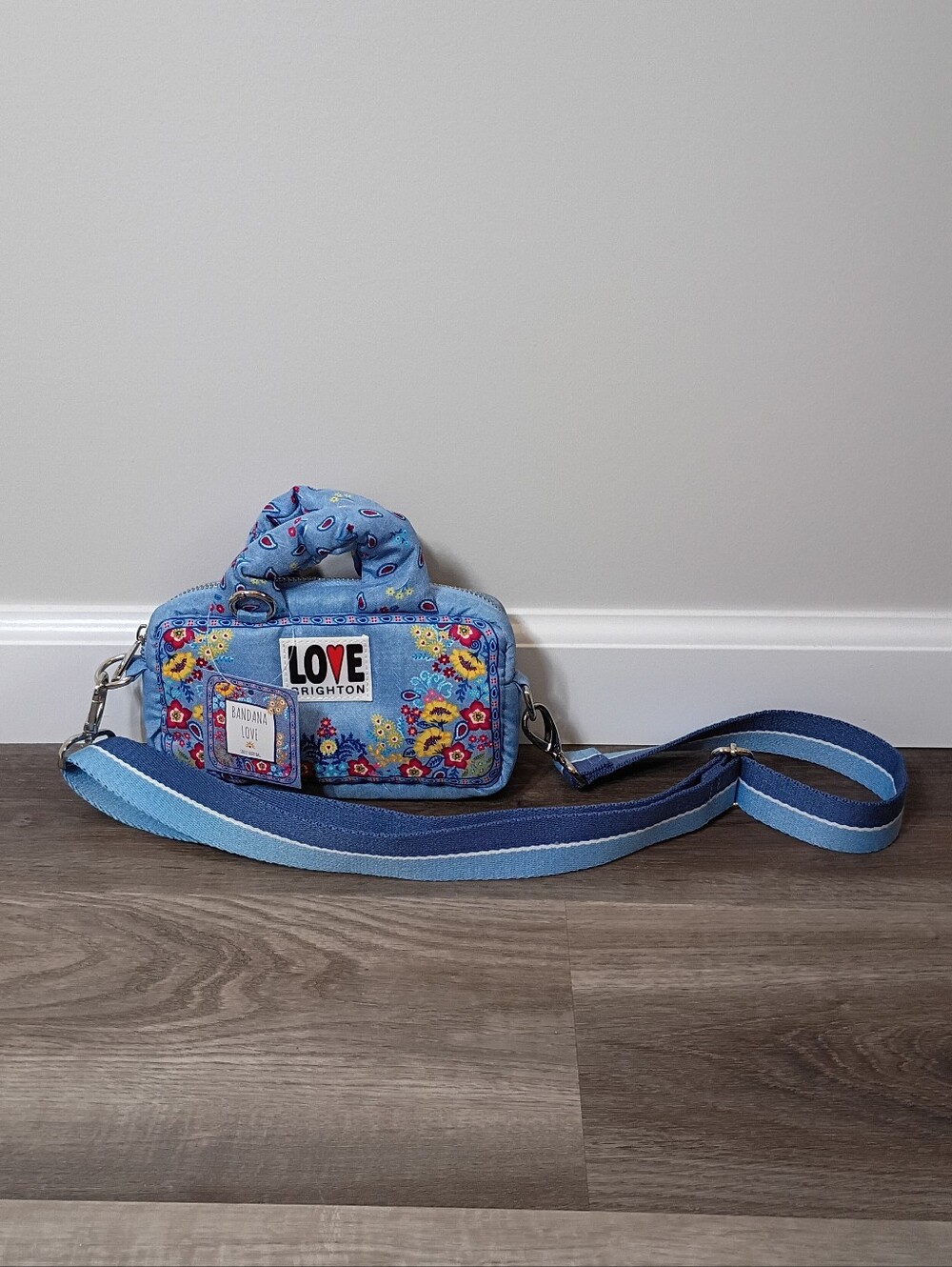 New Brighton Classic Casual Blue Multicolor BANDANA LOVE Mini Pouch Crossbody